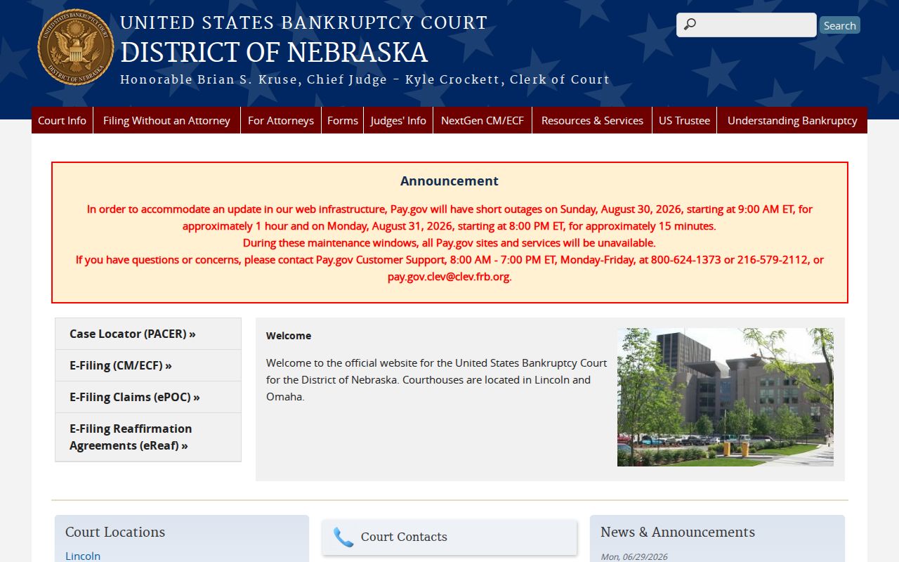 Clinton court records and Nebraska bankruptcy docket access