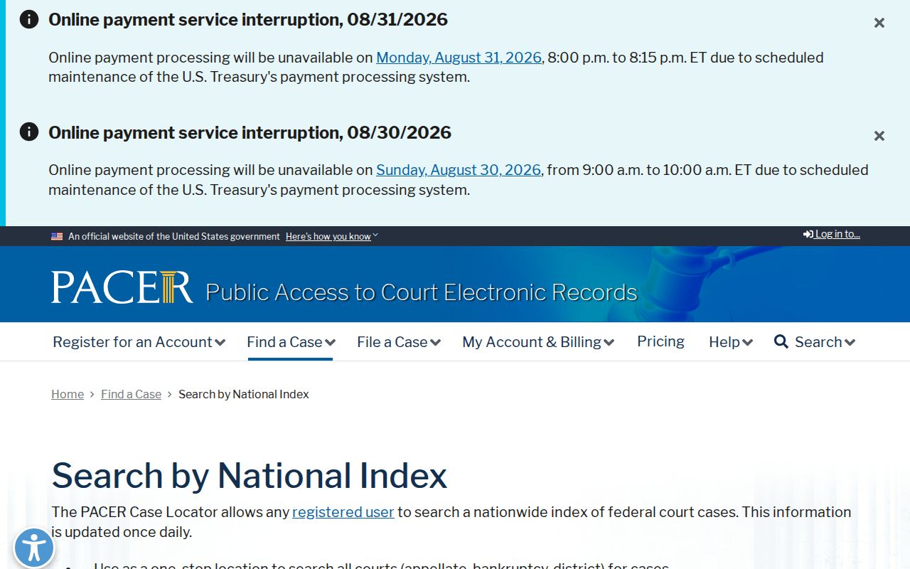 Clinton court records and PACER federal docket locator