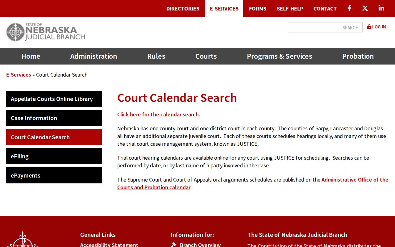 Sheridan County court schedule calendar search instructions