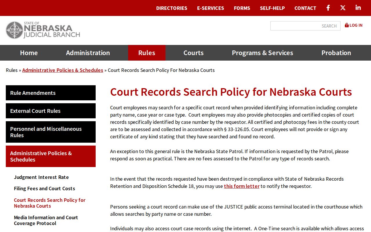Sheridan County court case records public terminal and clerk search policy