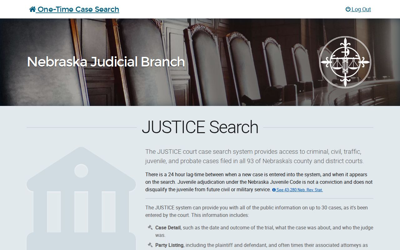 Sheridan County criminal court docket JUSTICE Search page