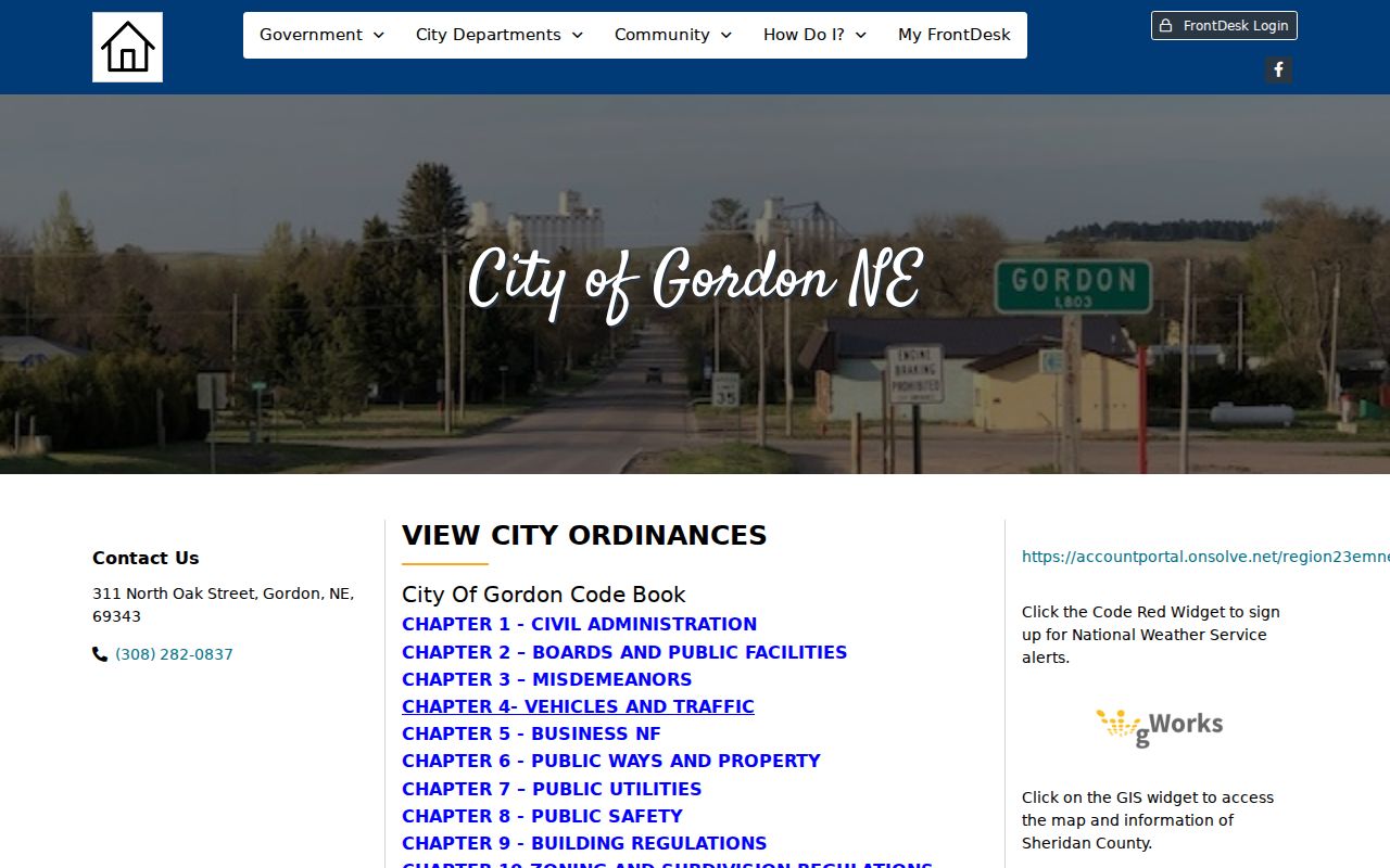 Gordon court records and official city code docket source