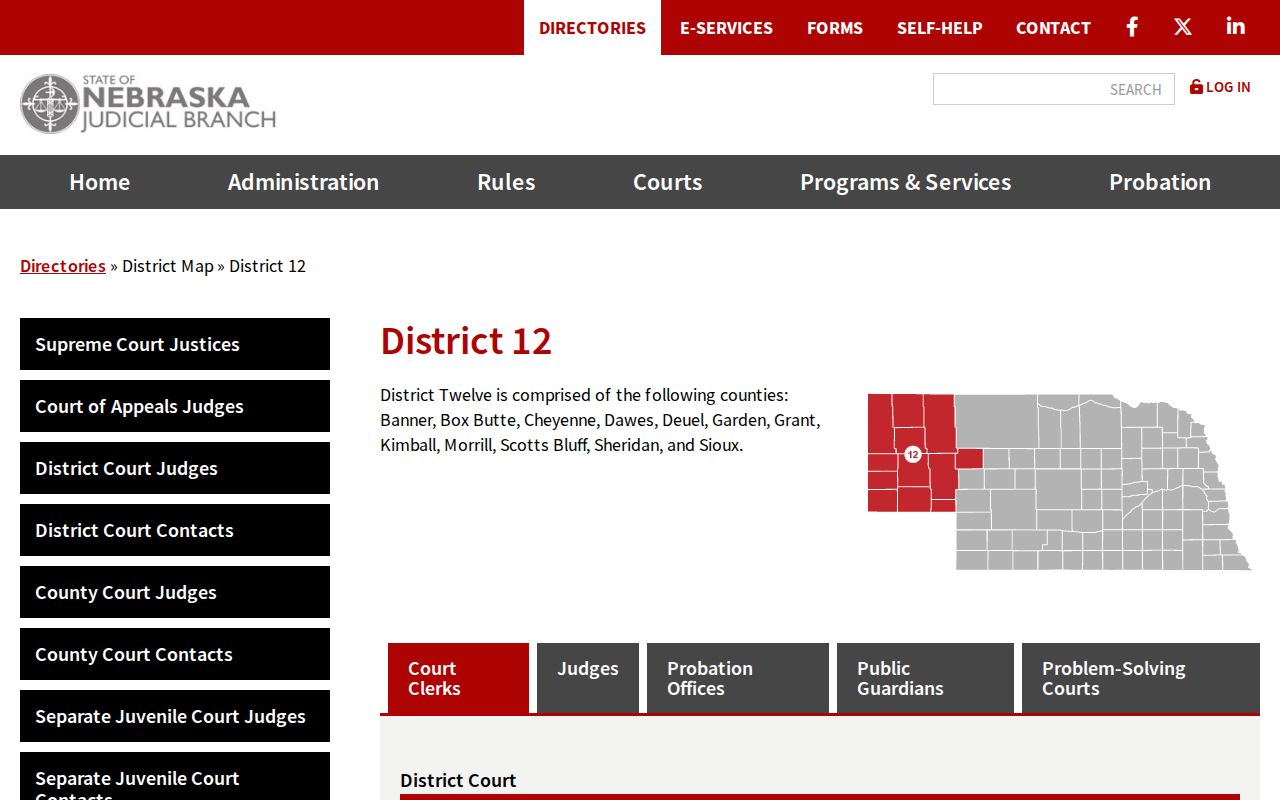 Sheridan County court docket District 12 court directory