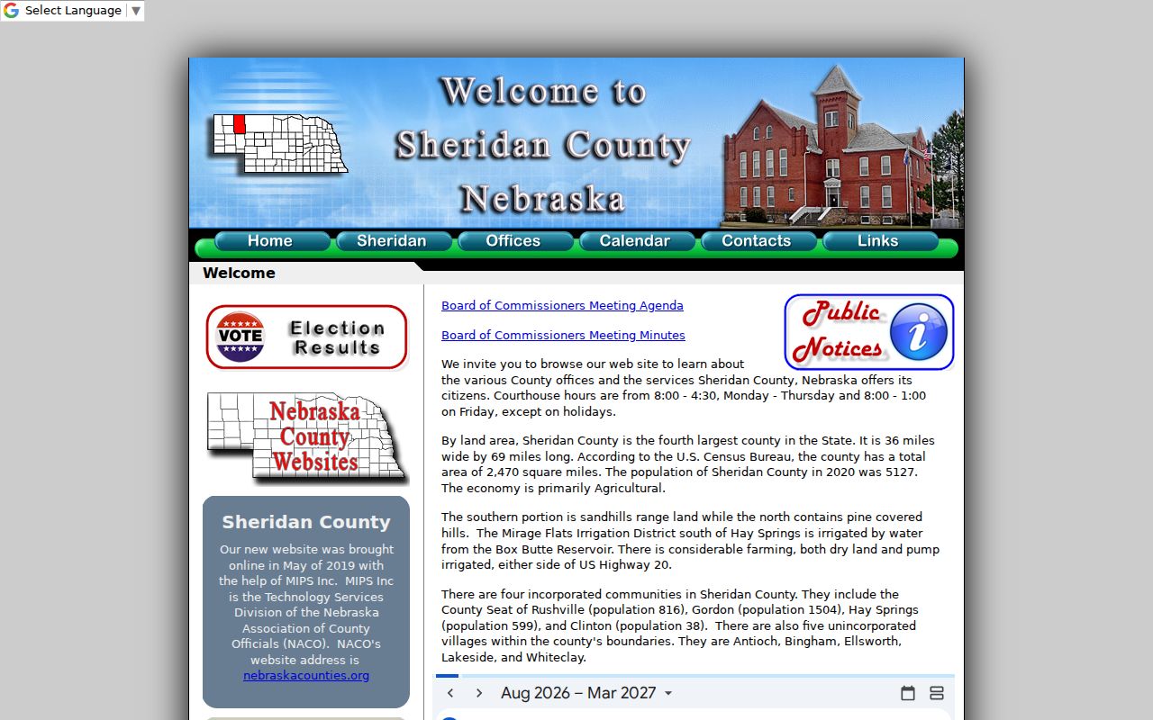 Sheridan County court docket courthouse and county information